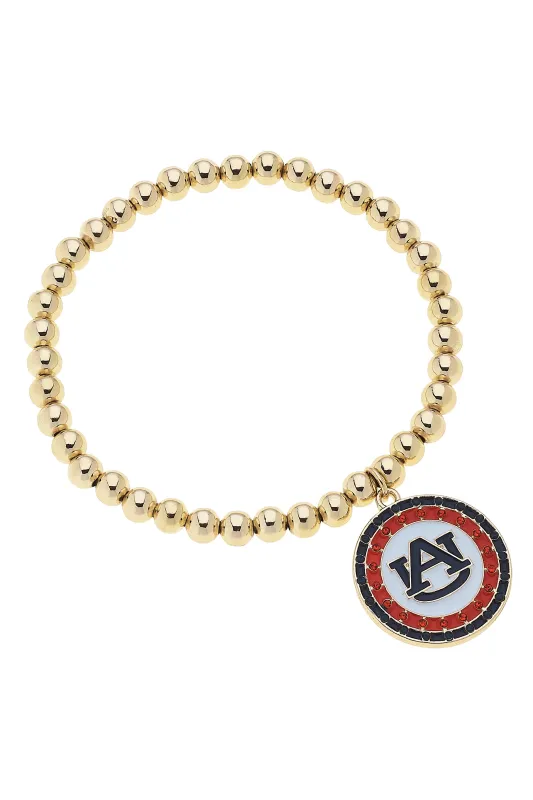 Auburn Tigers Pave Disc Ball Bead Stretch Bracelet sold by Canvas Style