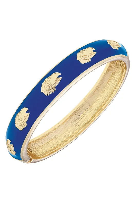 Kansas Jayhawks Sculpted Enamel Logo Hinge Bangle in Blue sold by Canvas Style