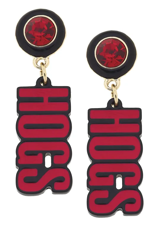 Arkansas Razorbacks Resin Block Letter Earrings sold by Canvas Style