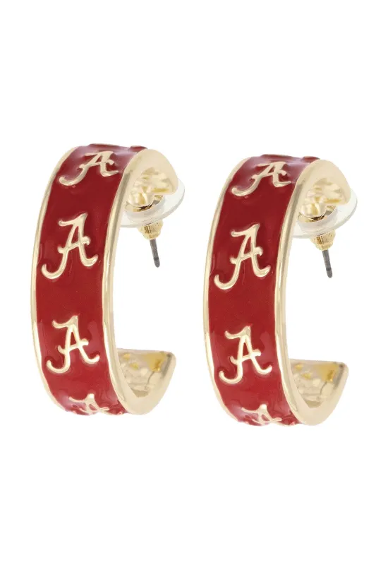 Alabama Crimson Tide Enamel Logo Hoop Earrings sold by Canvas Style