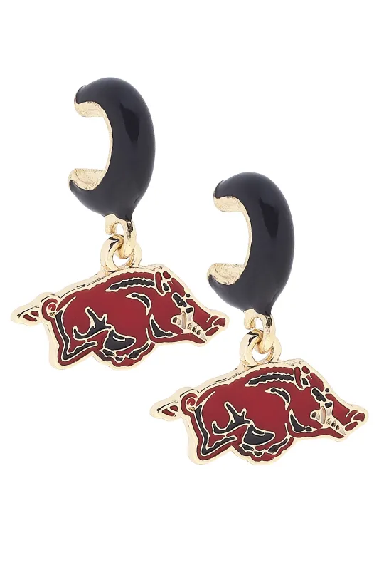 Arkansas Razorbacks Enamel Logo Huggie Hoop Earrings sold by Canvas Style