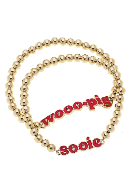 Arkansas Razorbacks Slogan Ball Bead Bracelet Set of 2 sold by Canvas Style