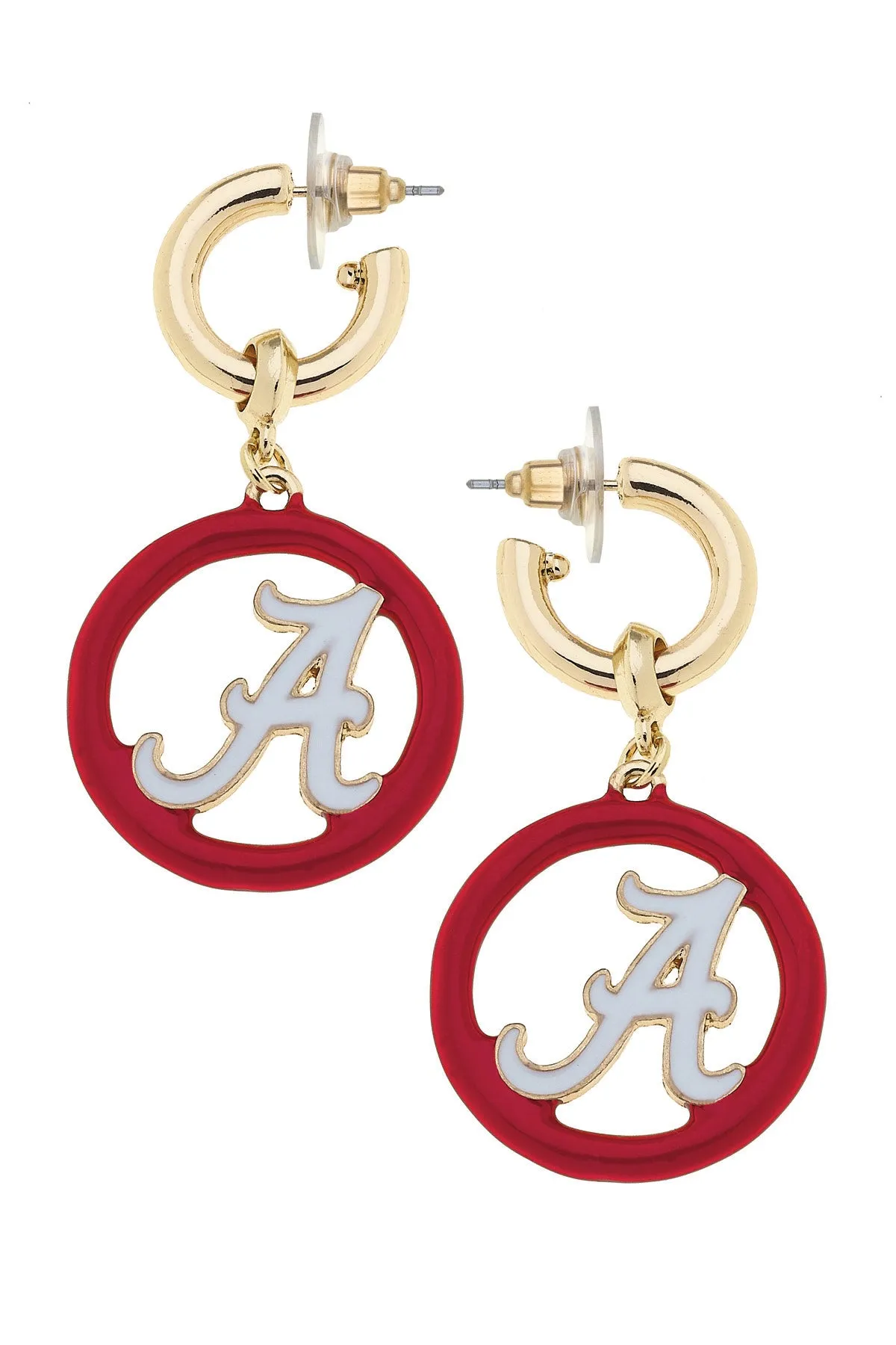 Alabama Crimson Tide Logo Medallion Drop Hoop Earrings sold by Canvas Style