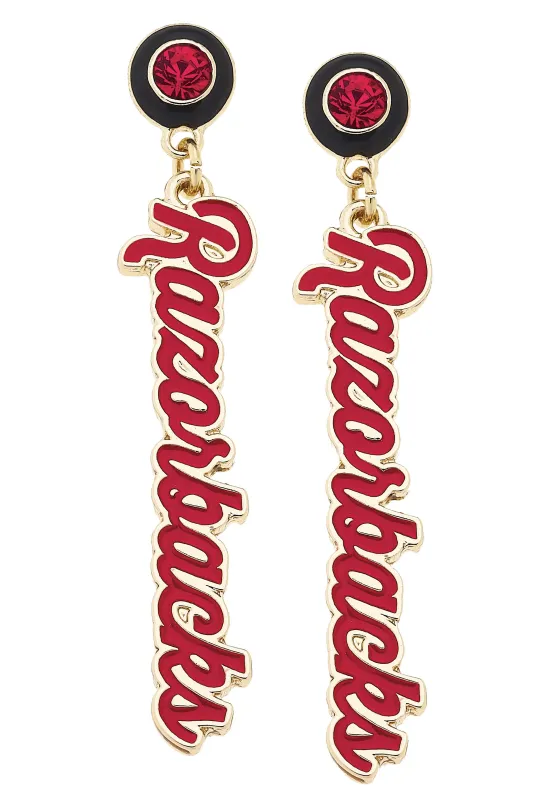 Arkansas Razorbacks Autograph Enamel Earrings sold by Canvas Style
