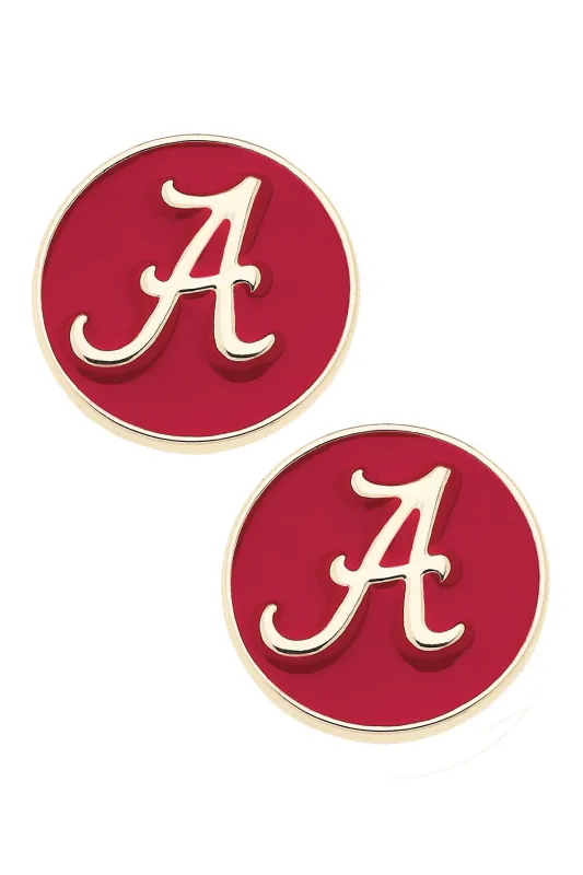 Alabama Crimson Tide Logo Circle Stud Earrings sold by Canvas Style