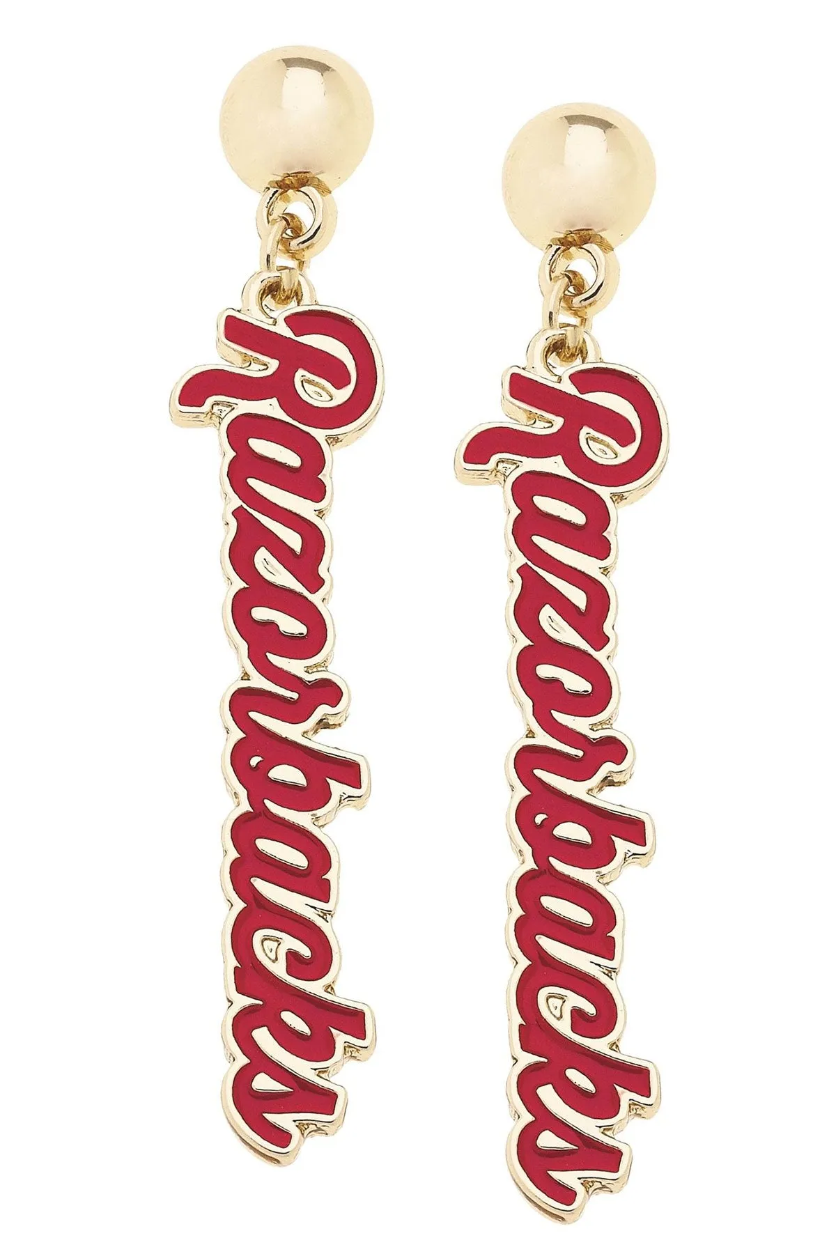 Arkansas Razorbacks Enamel Script Earring sold by Canvas Style