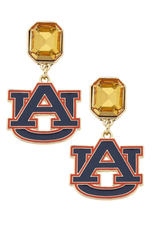 Auburn Tigers Rhinestone Enamel Logo Earrings sold by Canvas Style