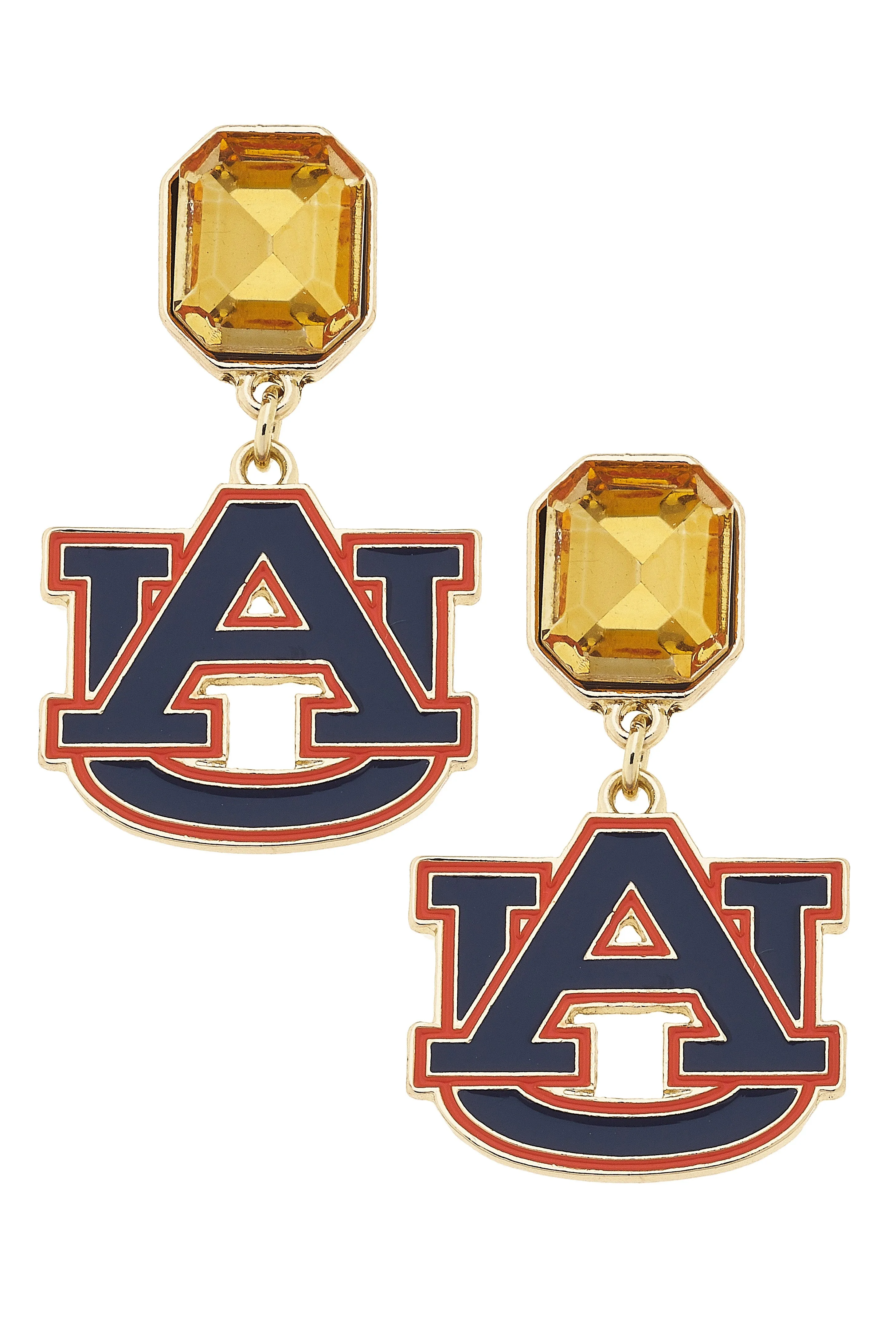 Auburn Tigers Rhinestone Enamel Logo Earrings sold by Canvas Style