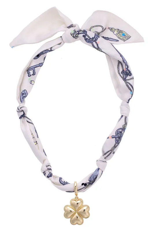 Charlie Heart Shaped Clover Scarf Necklace in Ivory sold by Canvas Style