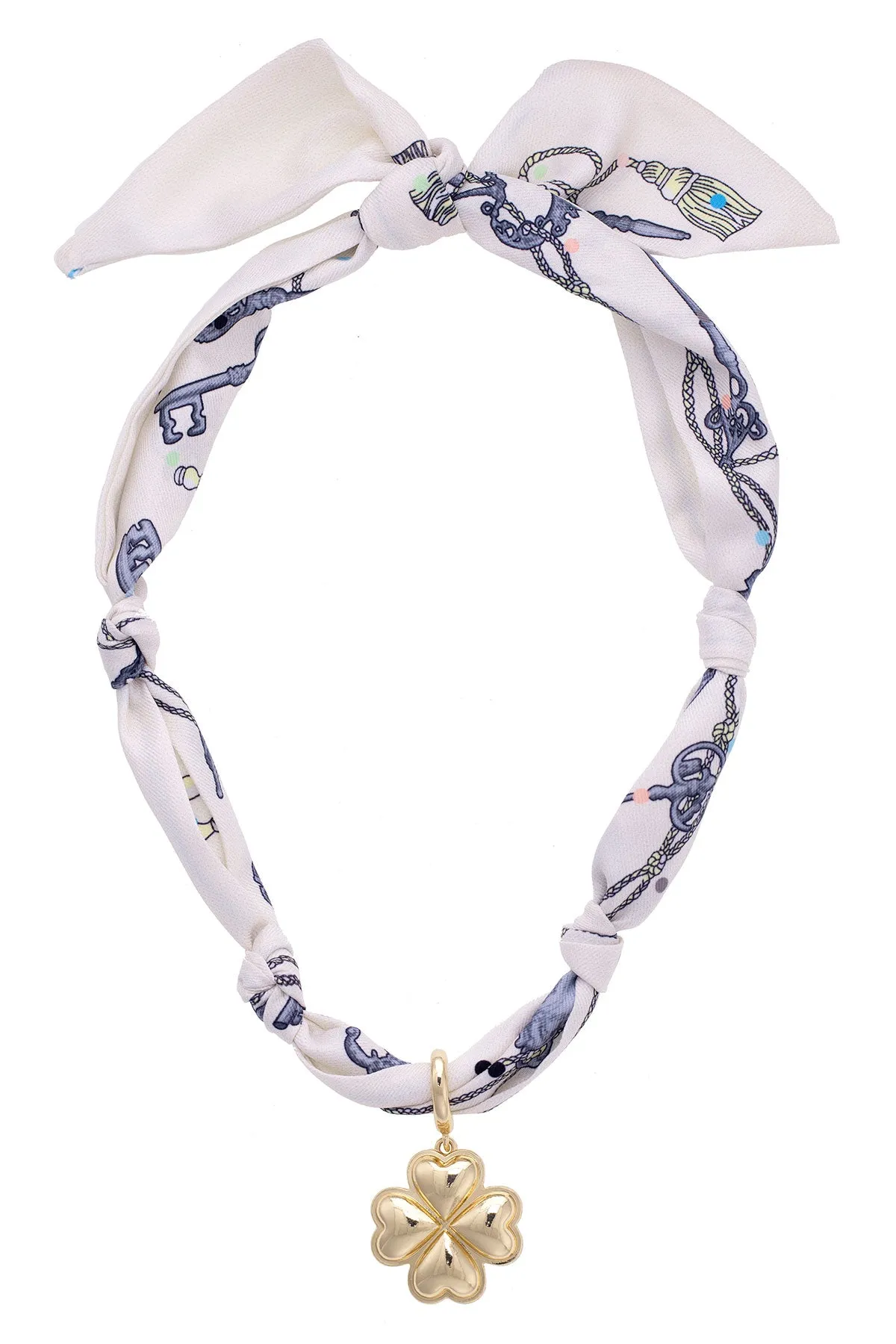 Charlie Heart Shaped Clover Scarf Necklace in Ivory sold by Canvas Style