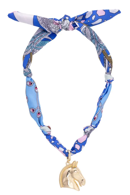 Ash Horse Head Scarf Necklace in Light Blue/Light Pink/White sold by Canvas Style