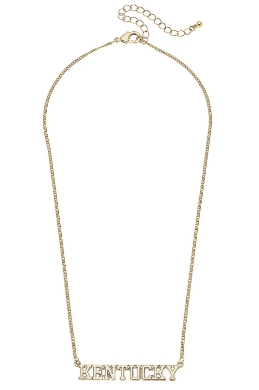 Kentucky Wildcats Varsity Outline Necklace in Shiny Gold sold by Canvas Style