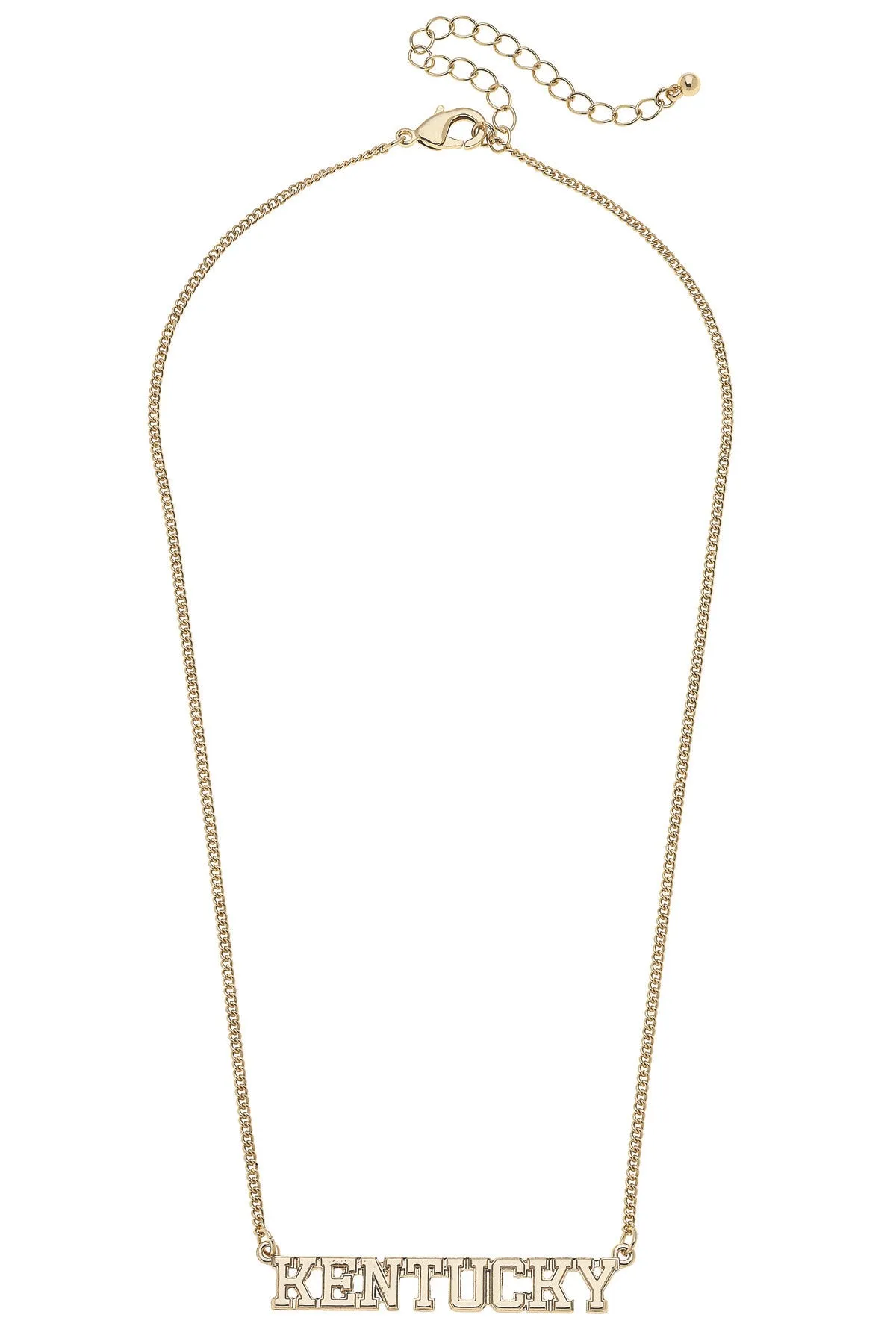 Kentucky Wildcats Varsity Outline Necklace in Shiny Gold sold by Canvas Style