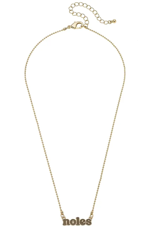 Florida State Seminoles Slogan Necklace in Shiny Gold sold by Canvas Style