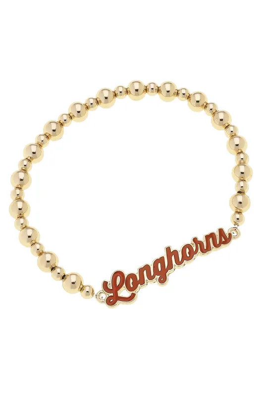 Texas Longhorns Autograph Enamel Stretch Bracelet in Shiny Gold sold by Canvas Style