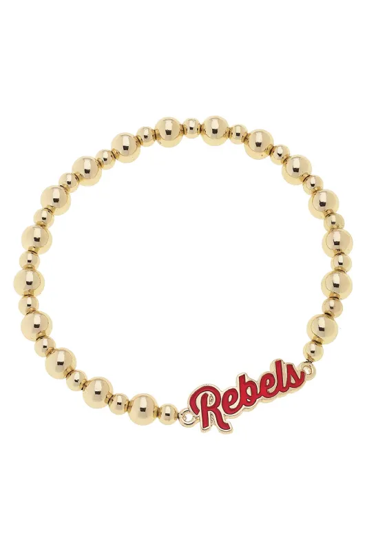 Ole Miss Rebels Autograph Enamel Stretch Bracelet in Shiny Gold sold by Canvas Style