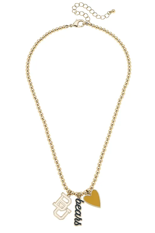 Baylor Bears Ball Bead Charm Necklace in Shiny Gold sold by Canvas Style