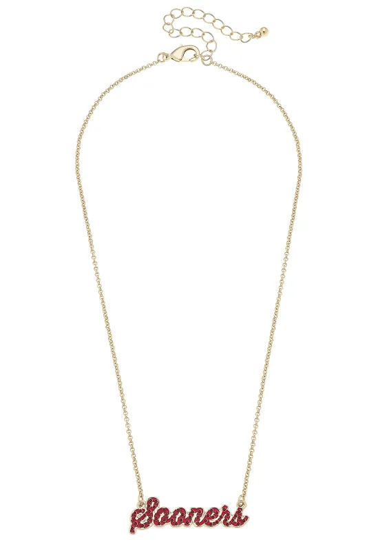 Oklahoma Sooners Pave Autograph Enamel Necklace - FINAL SALE made by Canvas Style