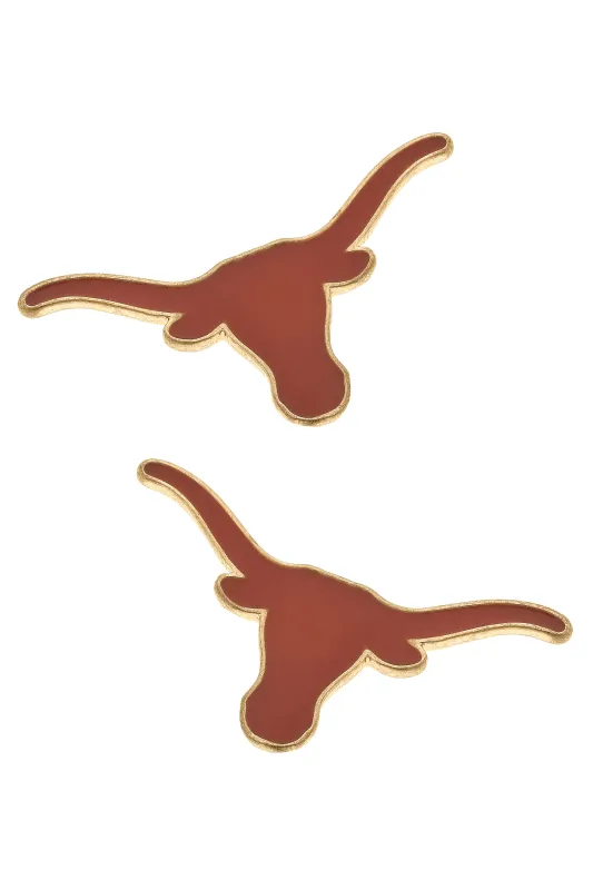 Texas Longhorns Enamel Logo Stud Earrings in Shiny Gold sold by Canvas Style