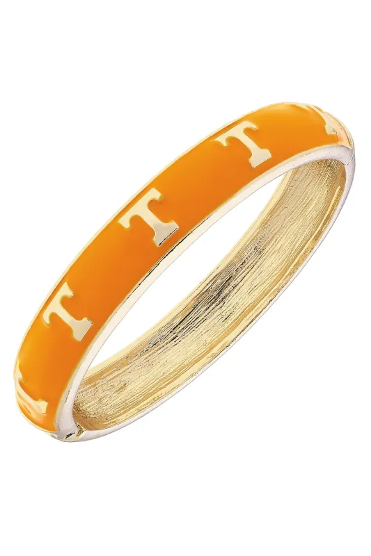 Tennessee Vols Sculpted Enamel Logo Hinge Bangle in Orange sold by Canvas Style