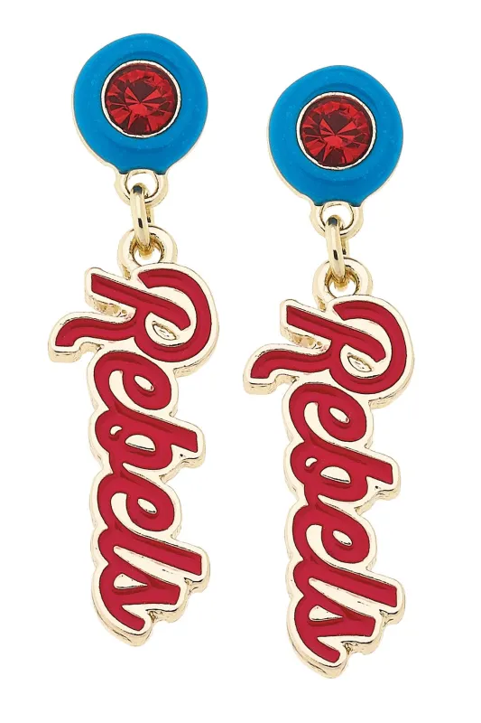 Ole Miss Rebels Autograph Enamel Earrings in Red sold by Canvas Style