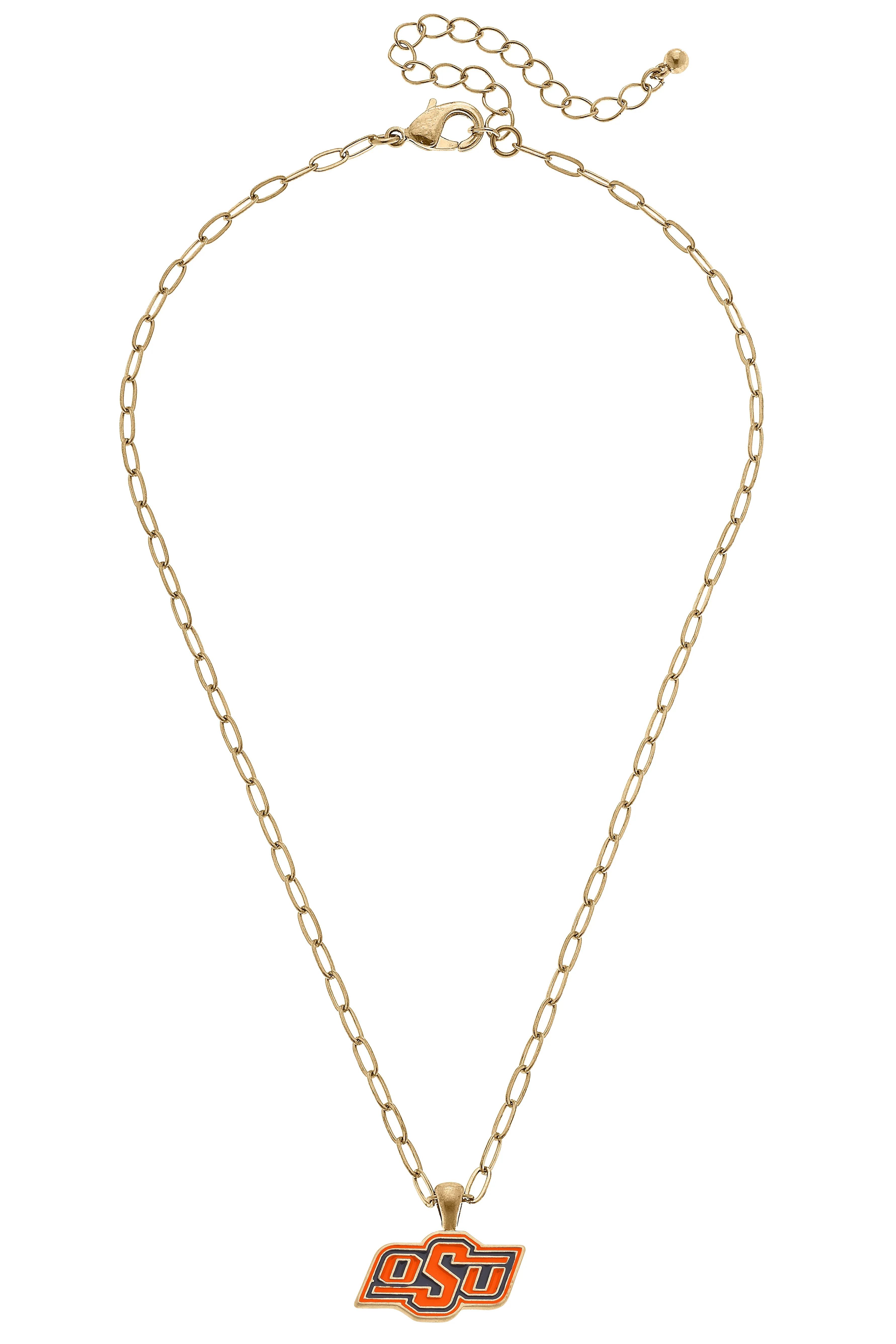 Oklahoma State Cowboys Enamel Pendant Necklace in Shiny Gold sold by Canvas Style