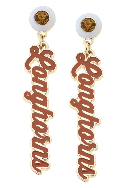 Texas Longhorns Autograph Enamel Earrings in Burnt Orange sold by Canvas Style