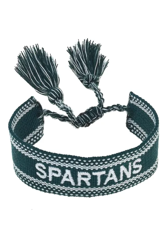Michigan State Spartans Woven Tassel Bracelet in Green/White sold by Canvas Style