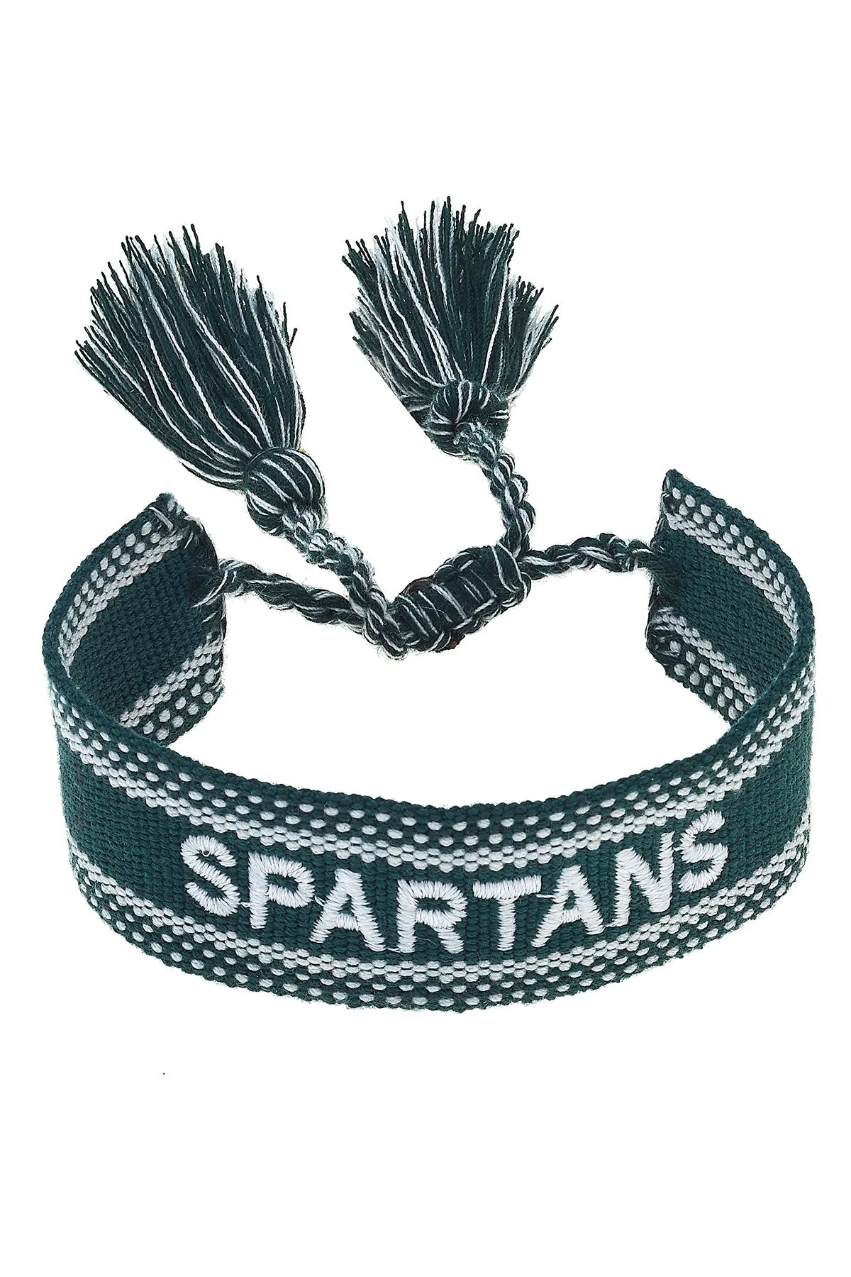 Michigan State Spartans Woven Tassel Bracelet in Green/White sold by Canvas Style