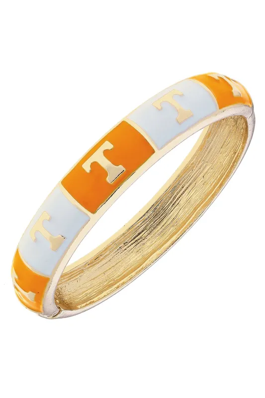 Tennessee Vols Sculpted Enamel Checkered Hinge Bangle in Orange/White sold by Canvas Style