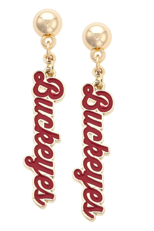 Ohio State Buckeyes Enamel Script Earring in Shiny Gold sold by Canvas Style