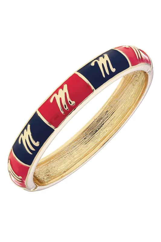 Ole Miss Rebels Sculpted Enamel Checkered Hinge Bangle in Red/Navy sold by Canvas Style