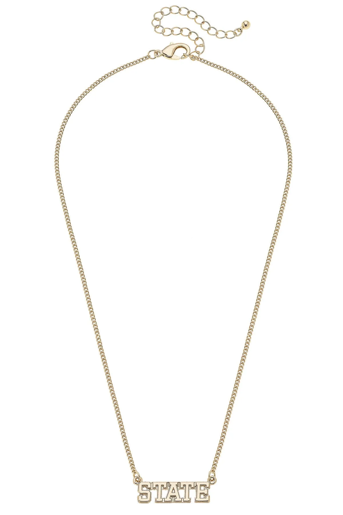 Mississippi State Bulldogs Varsity Outline Necklace in Shiny Gold sold by Canvas Style