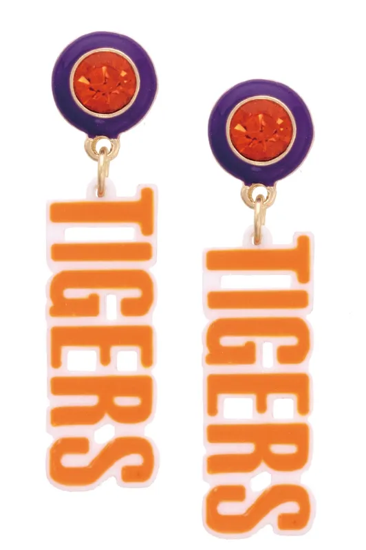 Clemson Tigers Resin Block Letter Earrings in Orange sold by Canvas Style