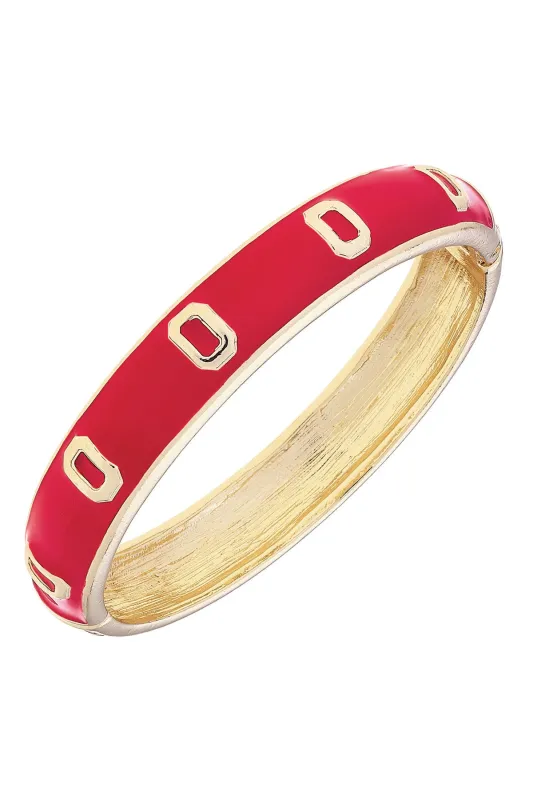 Ohio State Buckeyes Sculpted Enamel Logo Hinge Bangle in Red sold by Canvas Style