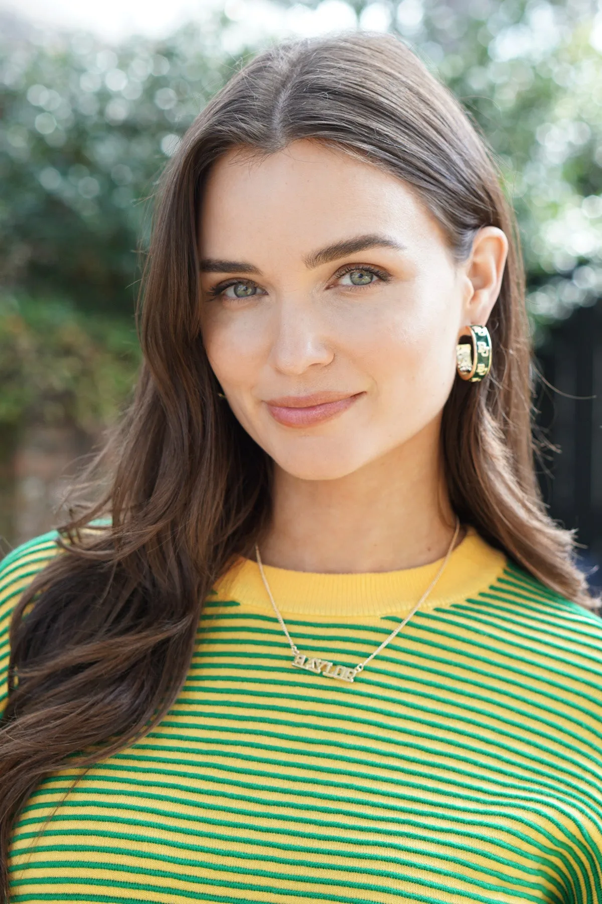 Baylor Bears Varsity Outline Necklace in Shiny Gold sold by Canvas Style product image thumbnail 2