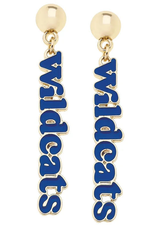 Kentucky Wildcats Slogan Earrings in Blue/Shiny Gold sold by Canvas Style