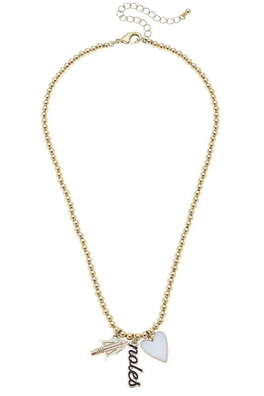 Florida State Seminoles Ball Bead Charm Necklace in Shiny Gold sold by Canvas Style