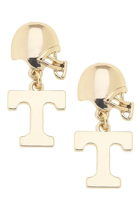 Tennessee Vols Logo Helmet Earrings in Shiny Gold sold by Canvas Style