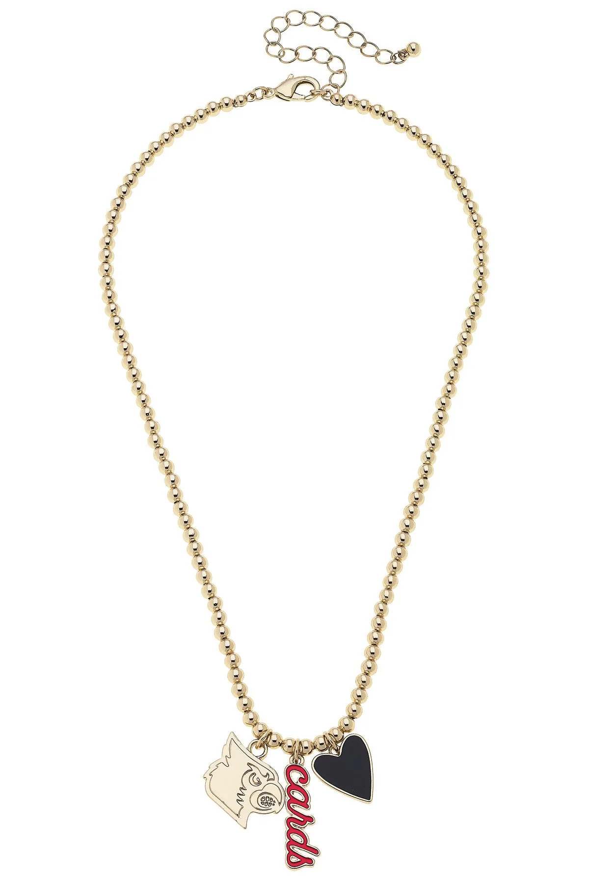 Louisville Cardinals Ball Bead Charm Necklace in Shiny Gold sold by Canvas Style