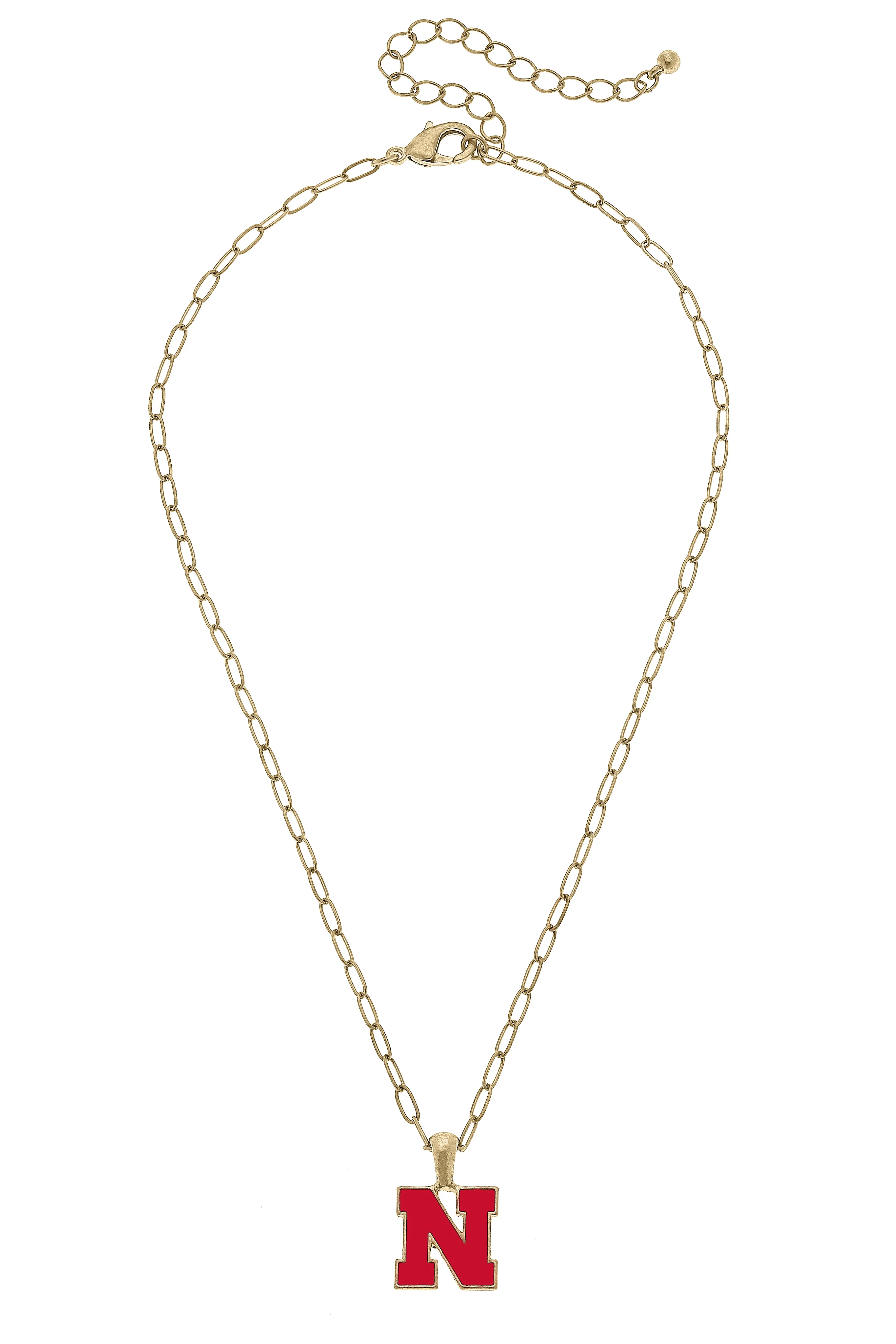 Nebraska Huskers Enamel Pendant Necklace in Shiny Gold sold by Canvas Style