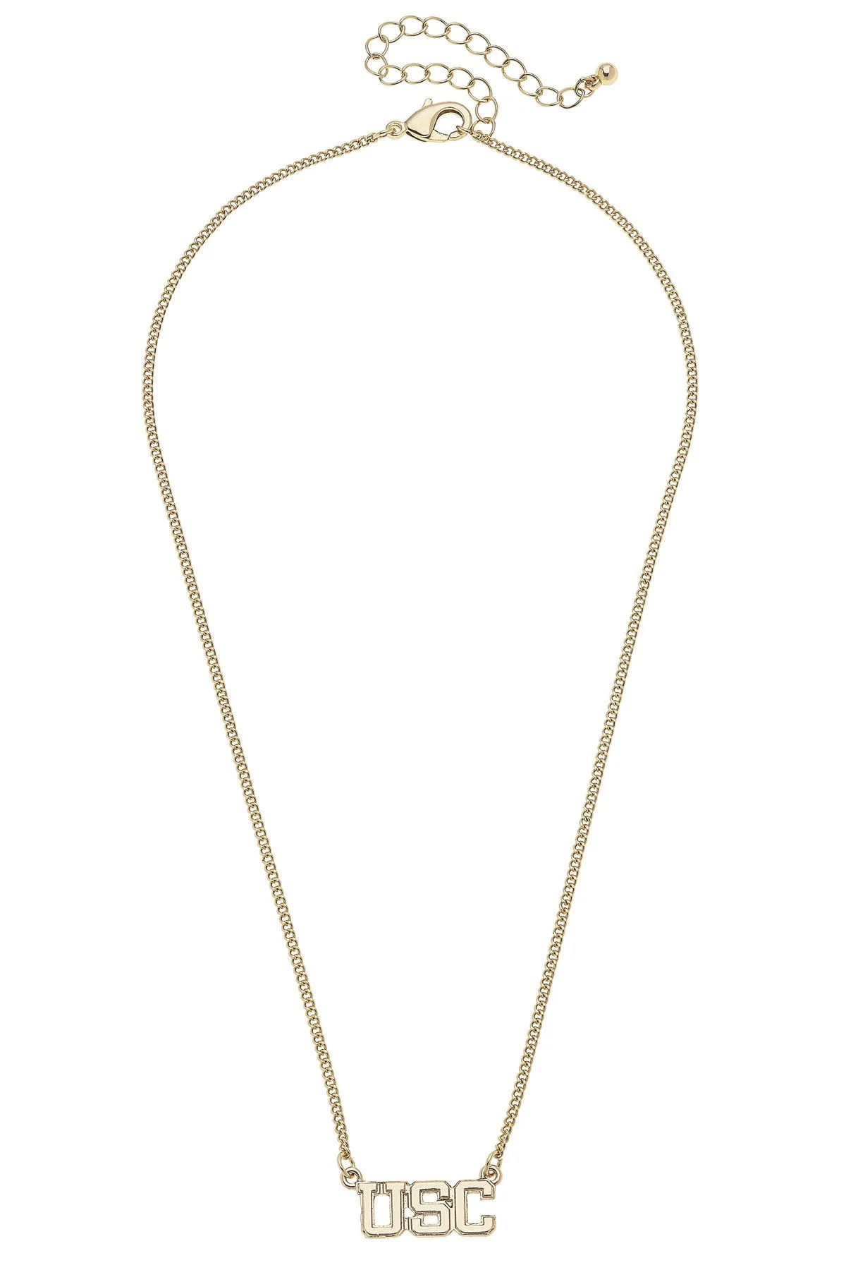 South Carolina Gamecocks Varsity Outline Necklace in Shiny Gold sold by Canvas Style