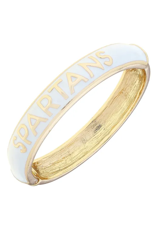Michigan State Spartans Sculpted Enamel Hinge Bangle in White sold by Canvas Style