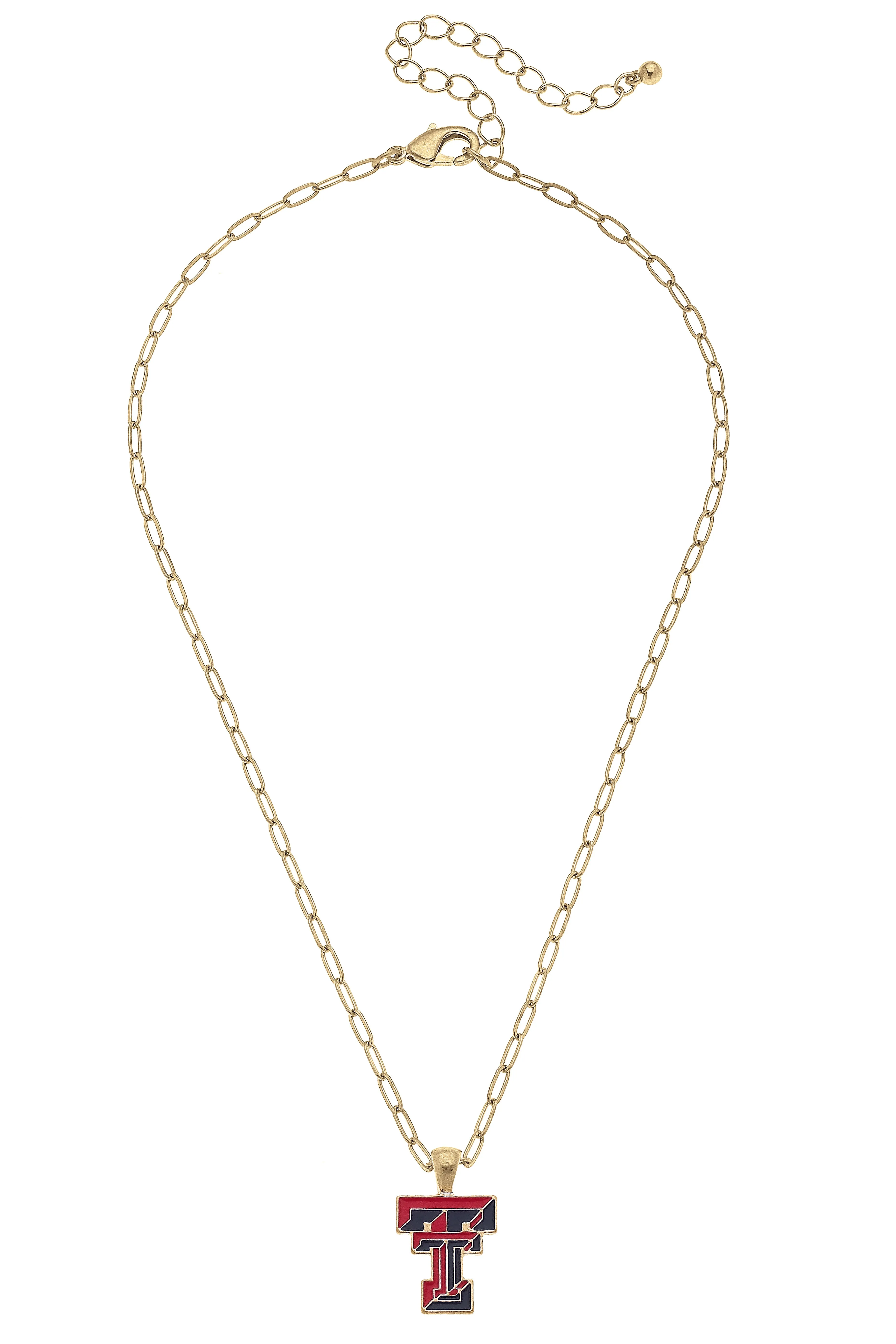 Texas Tech Red Raiders Enamel Pendant Necklace in Shiny Gold sold by Canvas Style