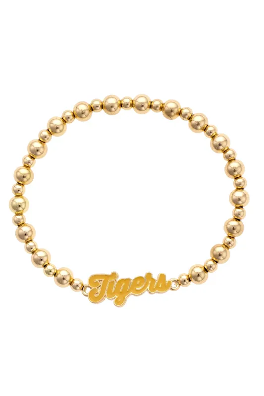 Missouri Tigers Autograph Enamel Stretch Bracelet in Shiny Gold sold by Canvas Style