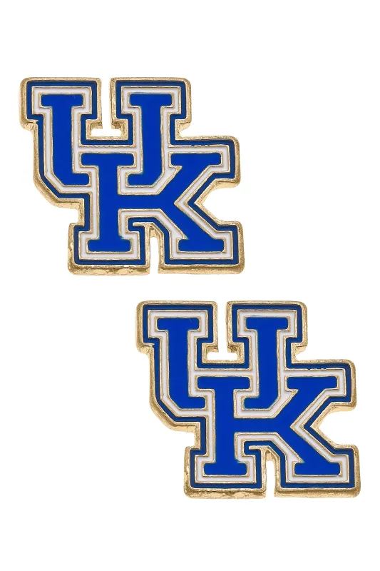 Kentucky Wildcats Enamel Logo Stud Earrings in Shiny Gold sold by Canvas Style