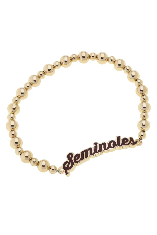 Florida State Seminoles Autograph Enamel Stretch Bracelet in Shiny Gold sold by Canvas Style
