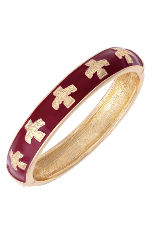 Iowa State Cyclones Sculpted Enamel Logo Hinge Bangle in Red sold by Canvas Style