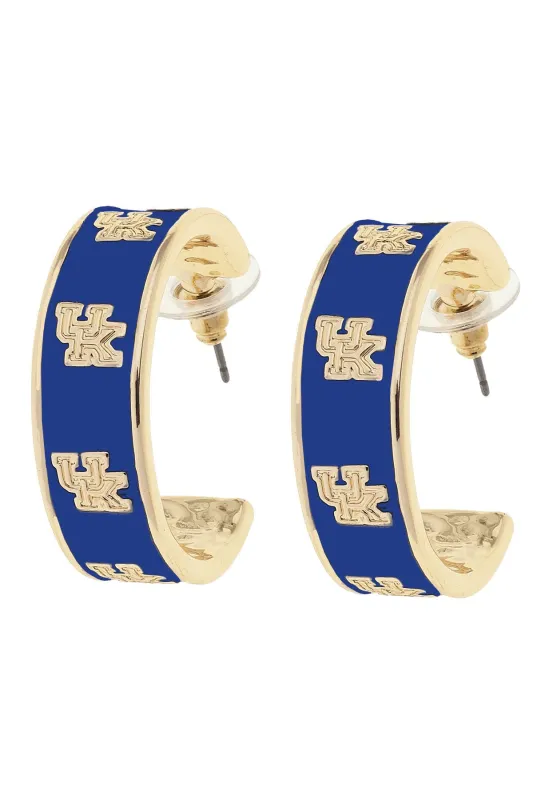 Kentucky Wildcats Enamel Logo Hoop Earrings in Blue/Shiny Gold sold by Canvas Style
