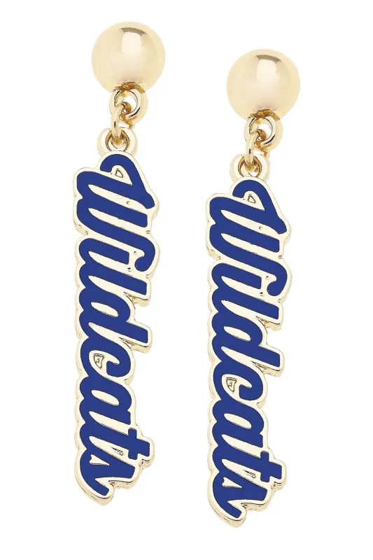 Kentucky Wildcats Enamel Script Earring in Shiny Gold sold by Canvas Style